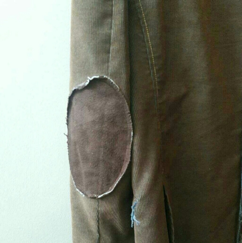 PRATTO Fitted Brown Cordouroy Blazer with Light Blue Stitch Trim, M - Picture 4 of 7